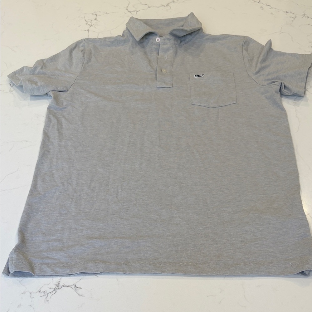 Vineyard Vines Edgar town Boys Gray Polo Shirt size Large
